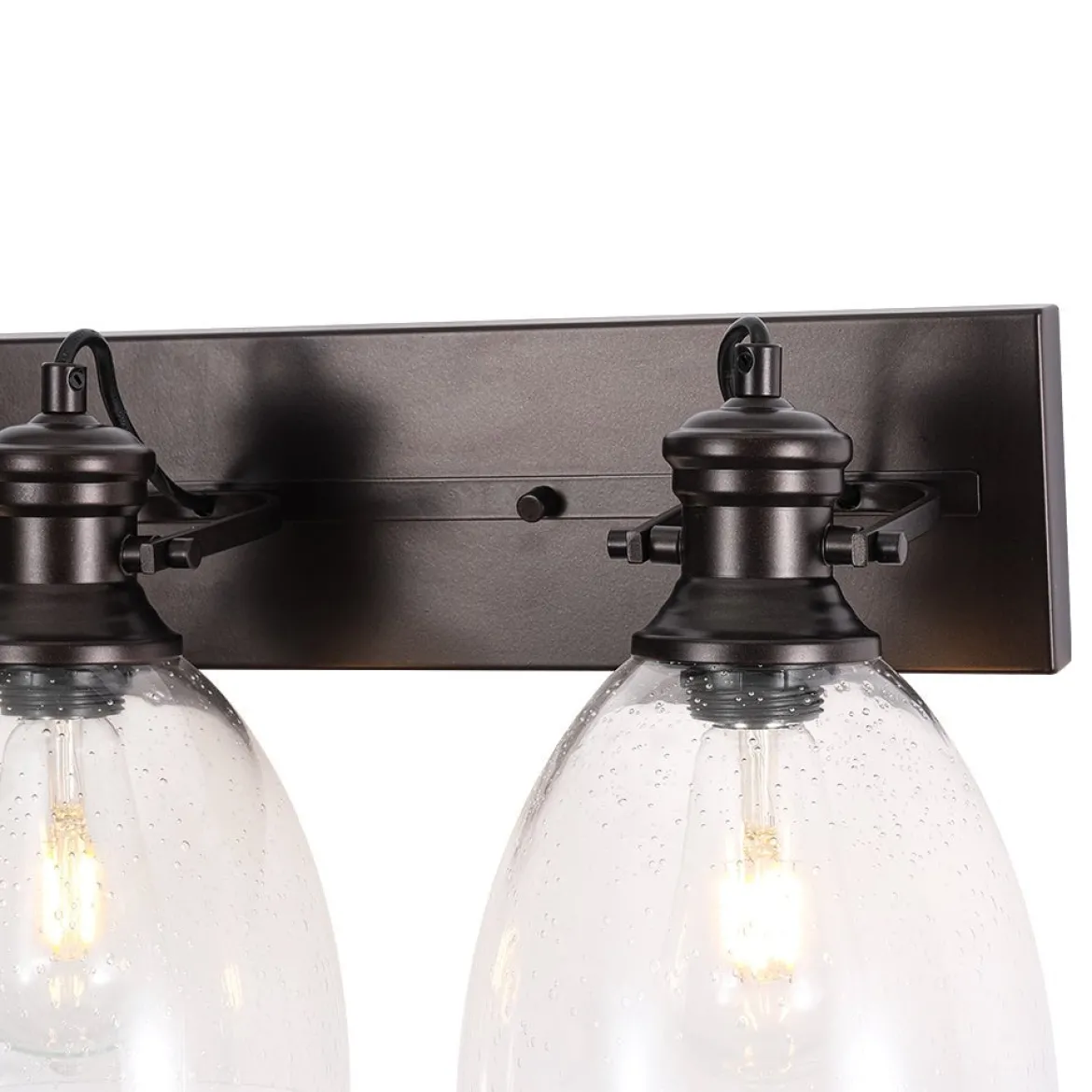 3-Light Adjustable Seeded Glass Linear Semi Flush Mount