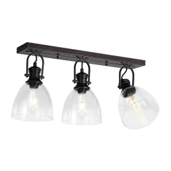 3-Light Adjustable Seeded Glass Linear Semi Flush Mount