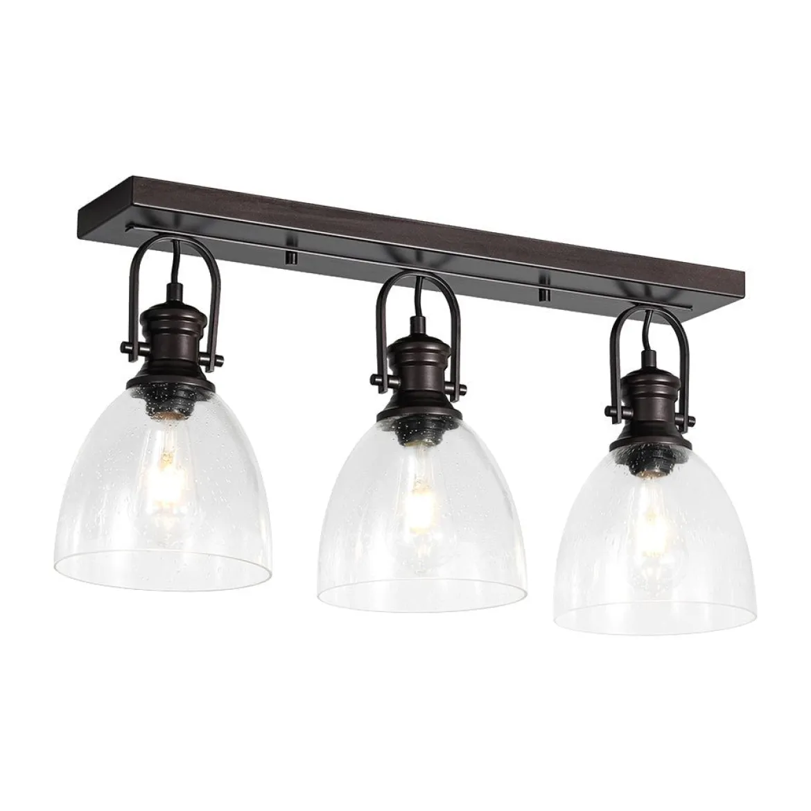 3-Light Adjustable Seeded Glass Linear Semi Flush Mount