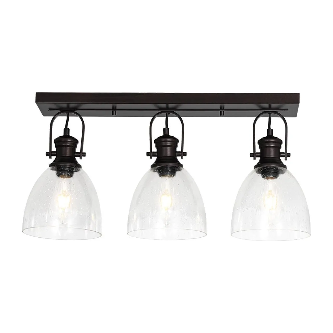 3-Light Adjustable Seeded Glass Linear Semi Flush Mount