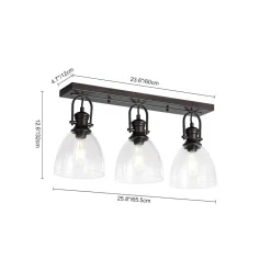3-Light Adjustable Seeded Glass Linear Semi Flush Mount