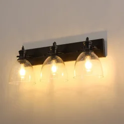 3-Light Adjustable Seeded Glass Linear Semi Flush Mount