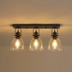 3-Light Adjustable Seeded Glass Linear Semi Flush Mount