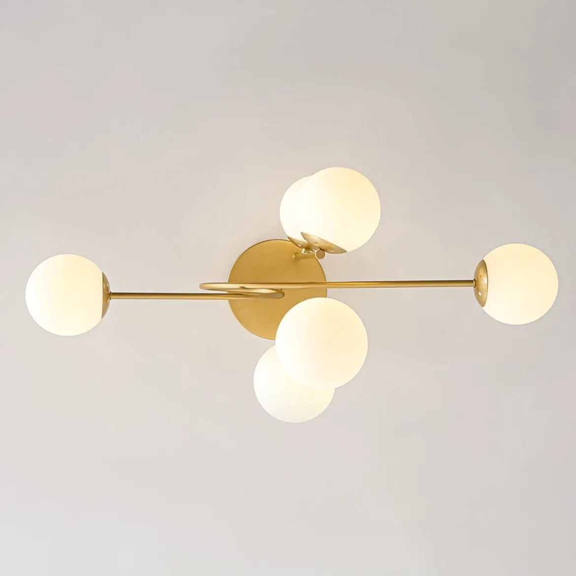 6‑Light Arch Opal Glass Globe Bubble Semi Flush Chandelier