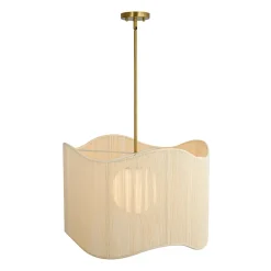 1-Light Beige Woven Thread Wavy Drum Cage Chandelier