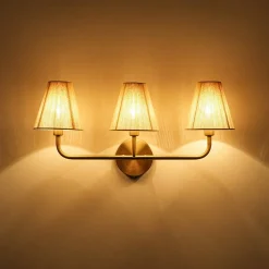 3-Light Beige Woven Thread Conical Vanity Wall Sconce
