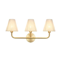 3-Light Beige Woven Thread Conical Vanity Wall Sconce