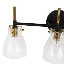 3-Light Black Brass Bell Glass Shade Vanity Wall Lamp