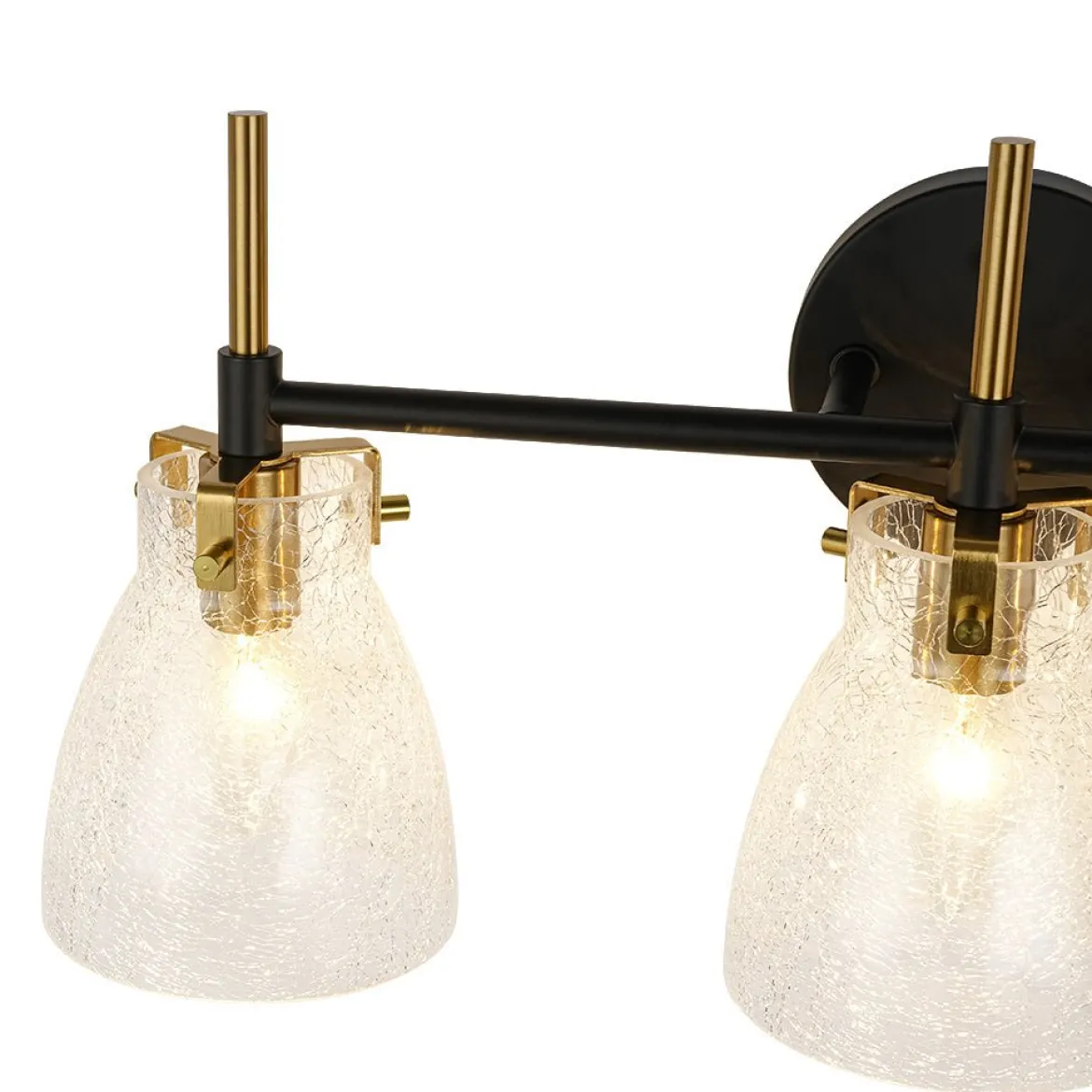 3-Light Black Brass Bell Glass Shade Vanity Wall Lamp