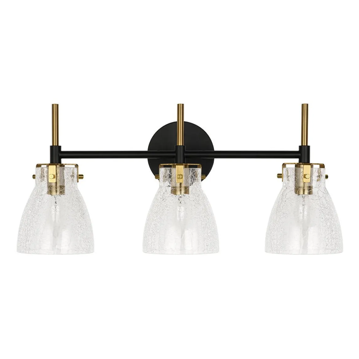 3-Light Black Brass Bell Glass Shade Vanity Wall Lamp