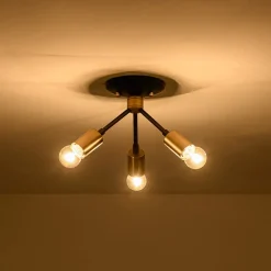 3-Light Black Brass Sputnik Semi Flush Mount