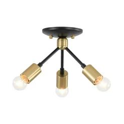 3-Light Black Brass Sputnik Semi Flush Mount