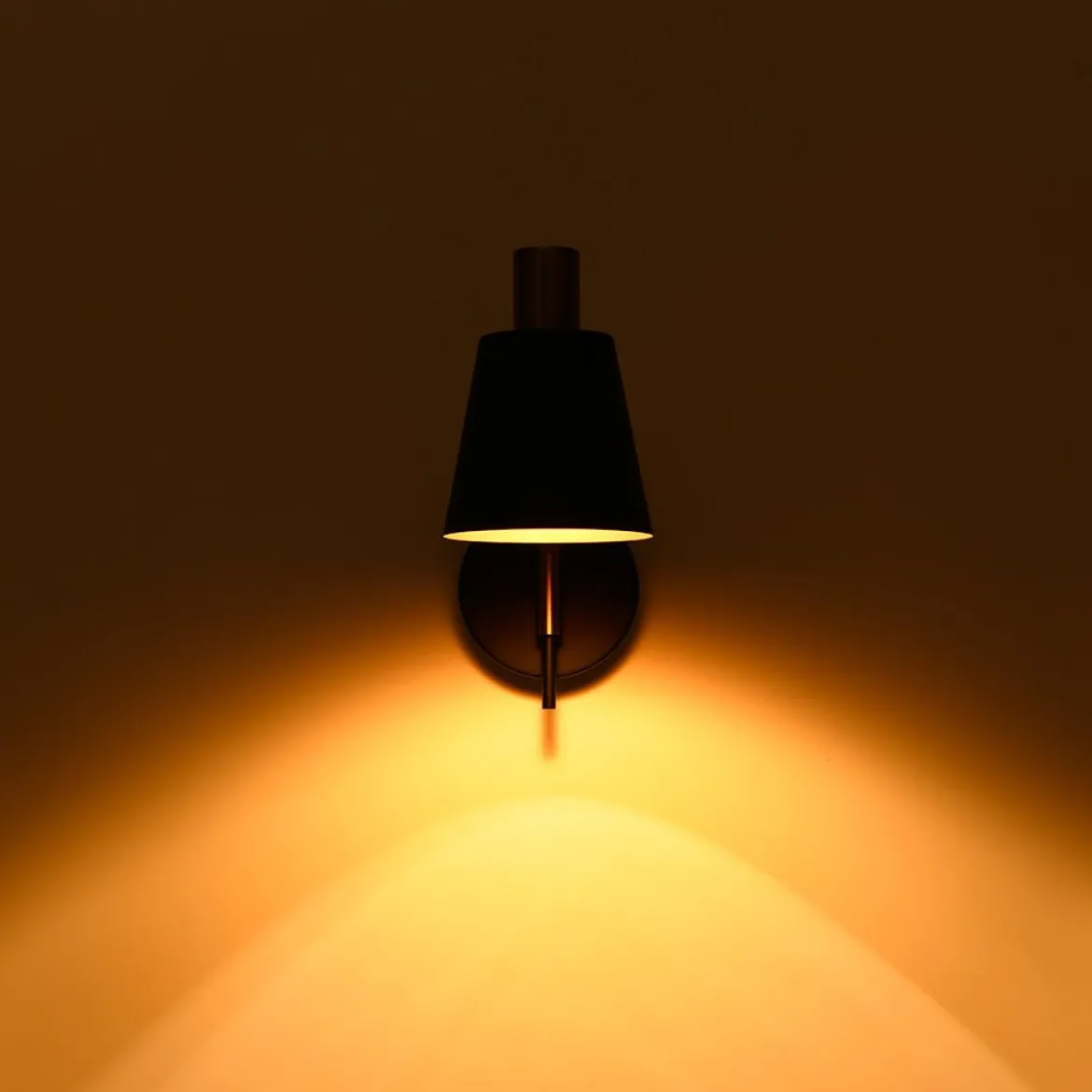 1-Light Black Gold 90-Degree Adjustable Cone Wall Lamp