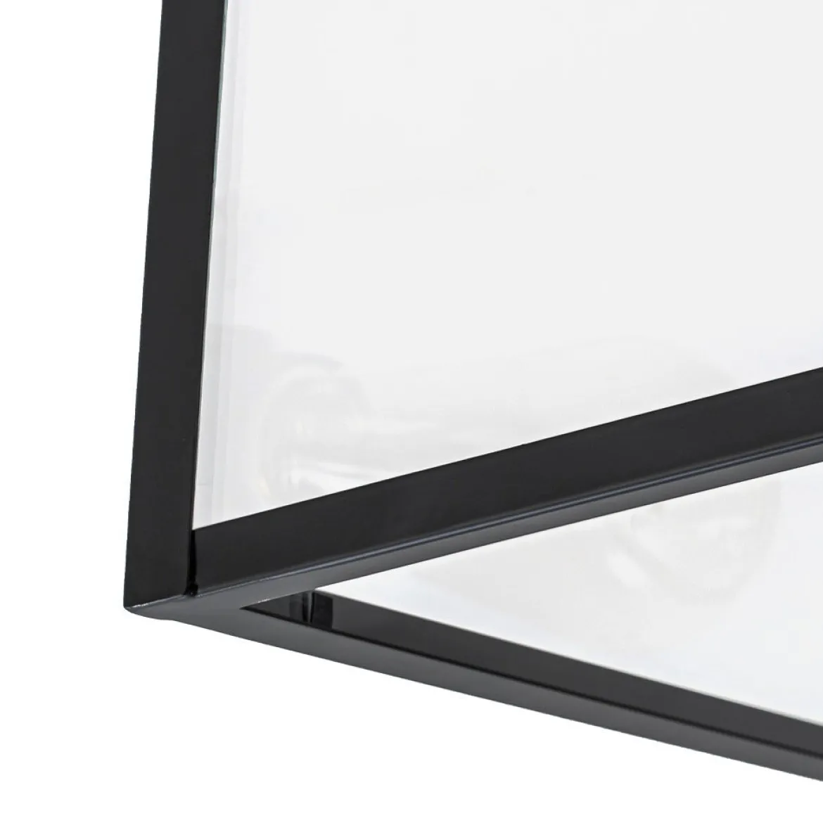 3-Light Black Square Box Clear Glass Cage Ceiling Light