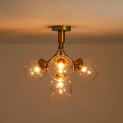 4-Light Bloom Clear Glass Globe Semi Flush Mount