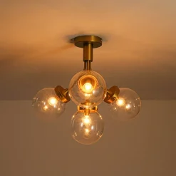 4-Light Bloom Clear Glass Globe Semi Flush Mount