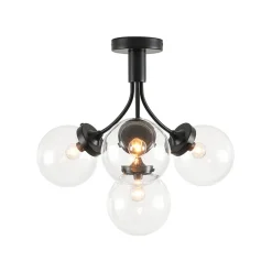 4-Light Bloom Clear Glass Globe Semi Flush Mount