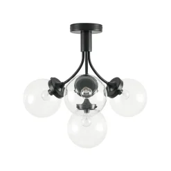 4-Light Bloom Clear Glass Globe Semi Flush Mount