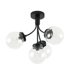 4-Light Bloom Clear Glass Globe Semi Flush Mount