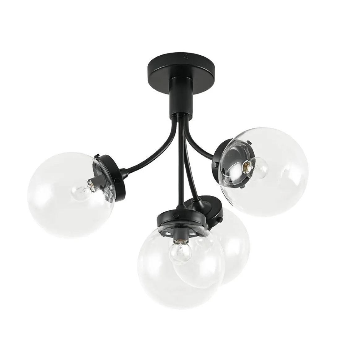 4-Light Bloom Clear Glass Globe Semi Flush Mount