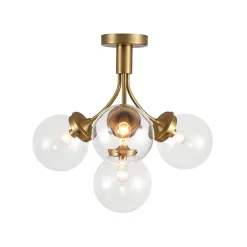 4-Light Bloom Clear Glass Globe Semi Flush Mount