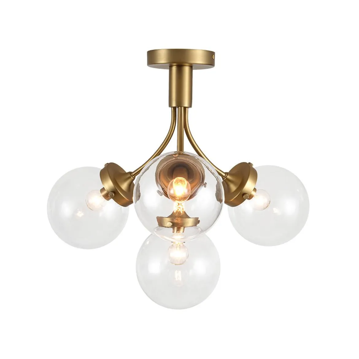 4-Light Bloom Clear Glass Globe Semi Flush Mount