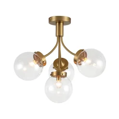 4-Light Bloom Clear Glass Globe Semi Flush Mount