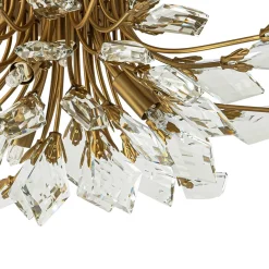 4-Light Bloom Crystal Leaf Semi Flush Mount Light