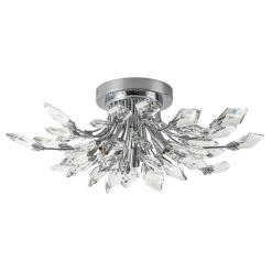 4-Light Bloom Crystal Leaf Semi Flush Mount Light