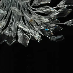 4-Light Bloom Crystal Leaf Semi Flush Mount Light