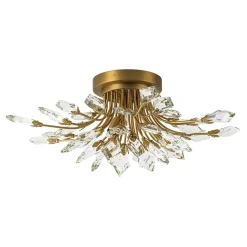 4-Light Bloom Crystal Leaf Semi Flush Mount Light