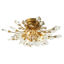 4-Light Bloom Crystal Leaf Semi Flush Mount Light