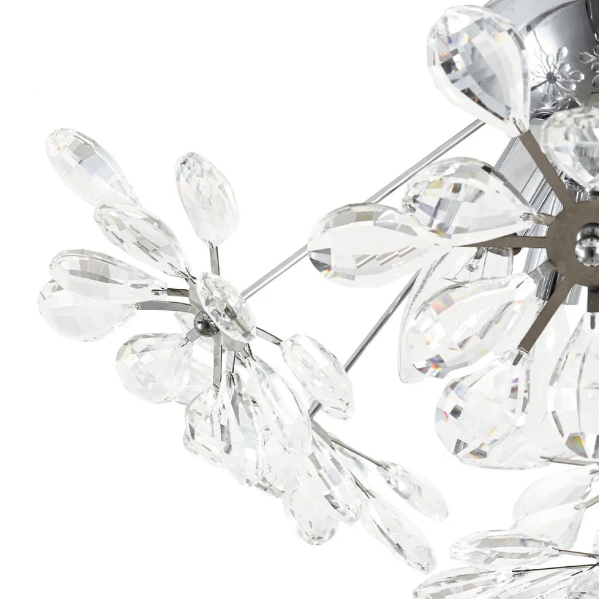 4-Light Bloom Dandelion Crystal Sputnik Semi Flush Mount