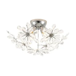4-Light Bloom Dandelion Crystal Sputnik Semi Flush Mount