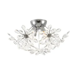 4-Light Bloom Dandelion Crystal Sputnik Semi Flush Mount