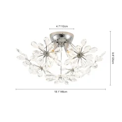4-Light Bloom Dandelion Crystal Sputnik Semi Flush Mount