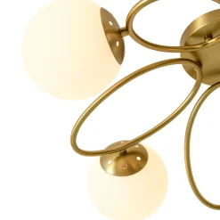 5-Light Bloom Ring Opal Glass Globe Semi Flush Mount