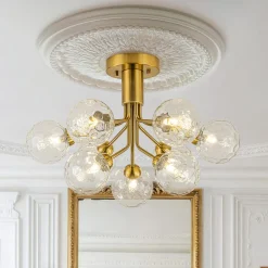 9-Light Bloom Water Glass Globe Tiered Sputnik Ceiling Light