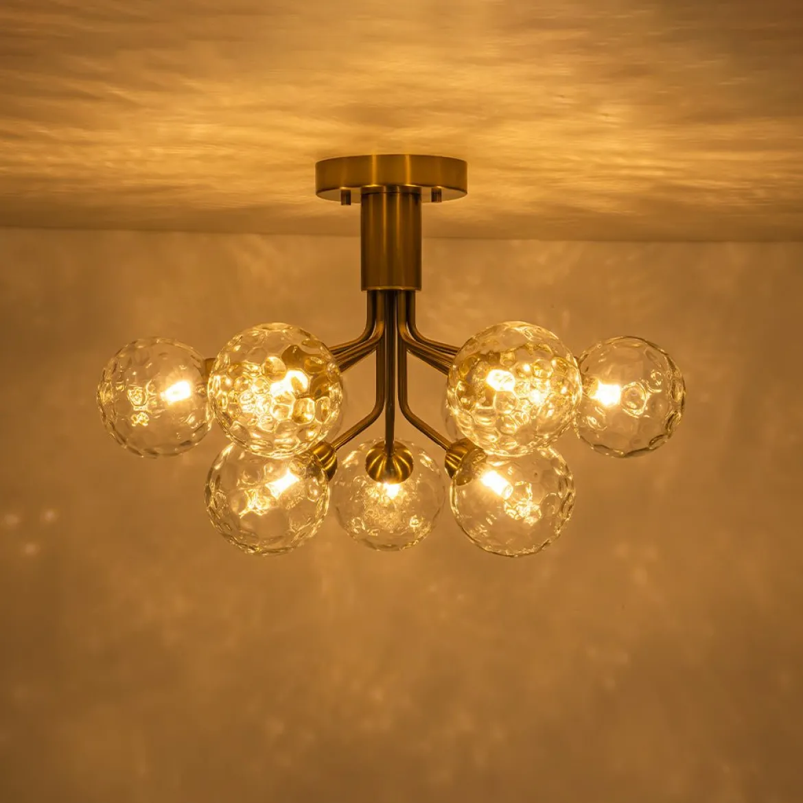 9-Light Bloom Water Glass Globe Tiered Sputnik Ceiling Light