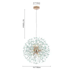 9-Light Blue Dandelion Firework Chandelier
