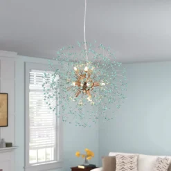 9-Light Blue Dandelion Firework Chandelier