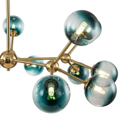 15-Light Blue Glass Globe Bubble Sputnik Branch Chandelier