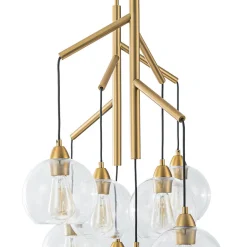 8-Light Branch Draped Glass Bubble Island Double Chandelier