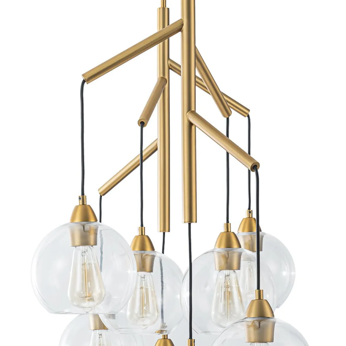 8-Light Branch Draped Glass Bubble Island Double Chandelier
