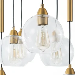 8-Light Branch Draped Glass Bubble Island Double Chandelier
