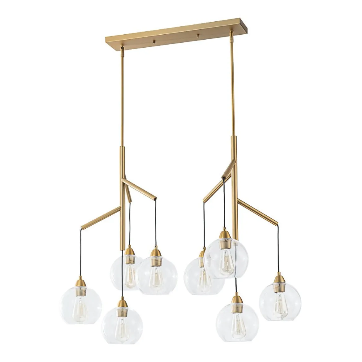 8-Light Branch Draped Glass Bubble Island Double Chandelier