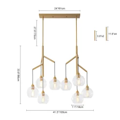 8-Light Branch Draped Glass Bubble Island Double Chandelier