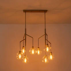 8-Light Branch Draped Glass Bubble Island Double Chandelier