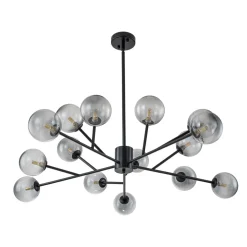 15-Light Branch Smoked Glass Globe Bubble Chandelier