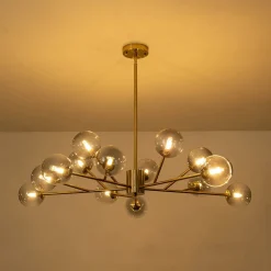 15-Light Branch Smoked Glass Globe Bubble Chandelier